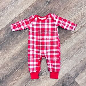 Tesa Babe Red Plaid Christmas One Piece Romper Sleeper Holiday Pajamas 0-3m